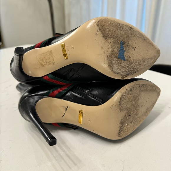 gucci nappa black leather boots sylvie size 37 - Picture 2 of 9